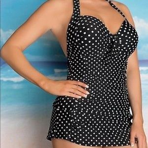 Merona XL, Used, Black/White Dot Swimdress